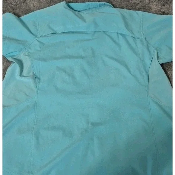 Columbia PFG Omni-Shade Women's 2X/2TF Blue Button Vented Shirt Zip Pockets - Picture 3 of 4